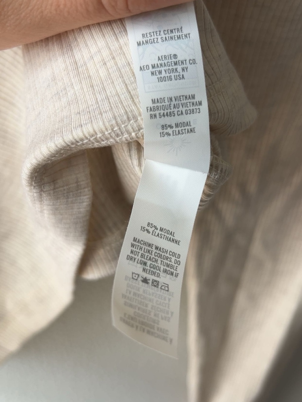 OFFLINE By Aerie Thumbs Up Heavyweight Mock Neck Crop Cream and Brown. Women’s M - Picture 7 of 7